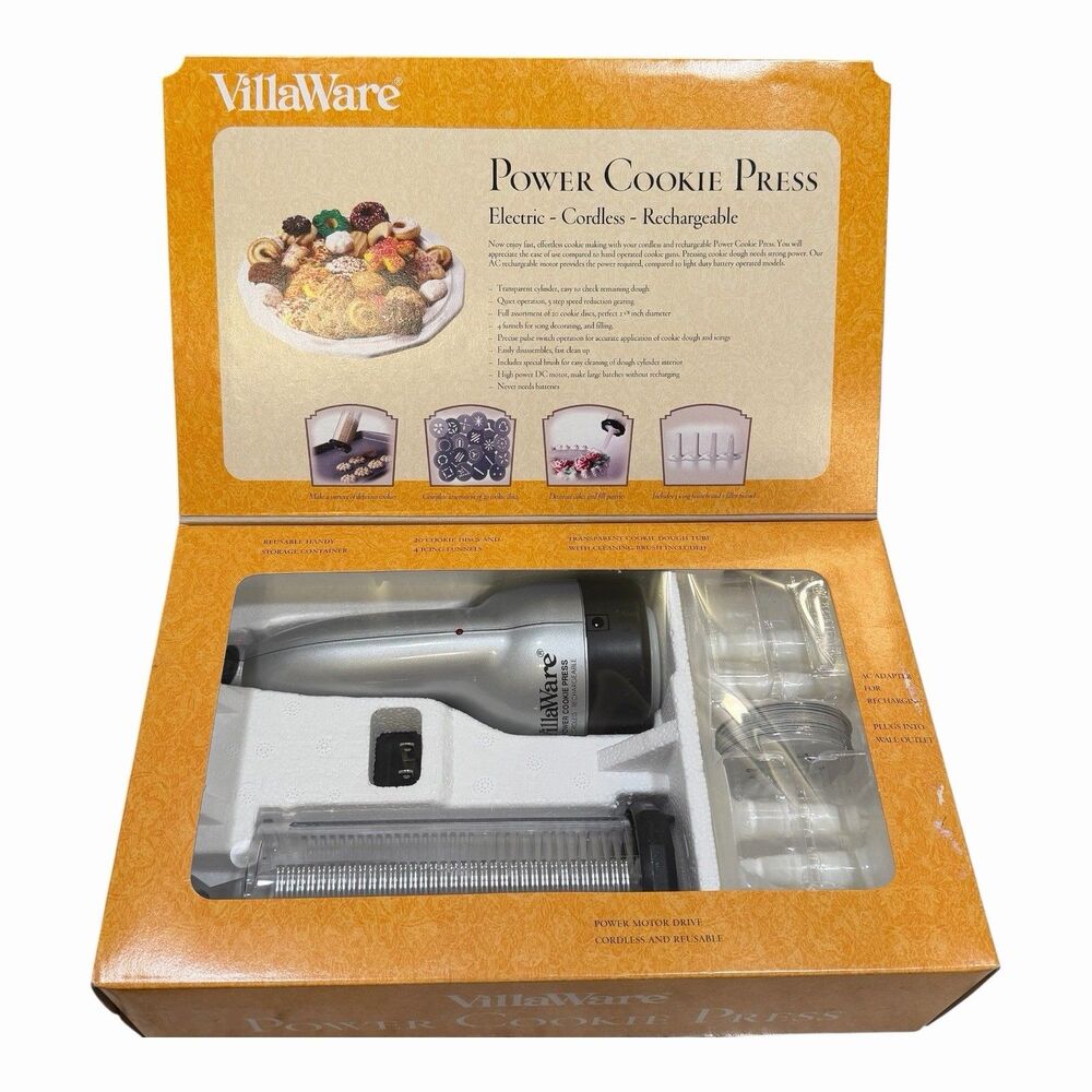 VillaWare Power Electric Cookie Press Cordless Rechargeable New